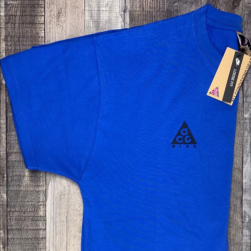 New Nike ACG Blue Loose Fit Shirt Tee Retro Stitch